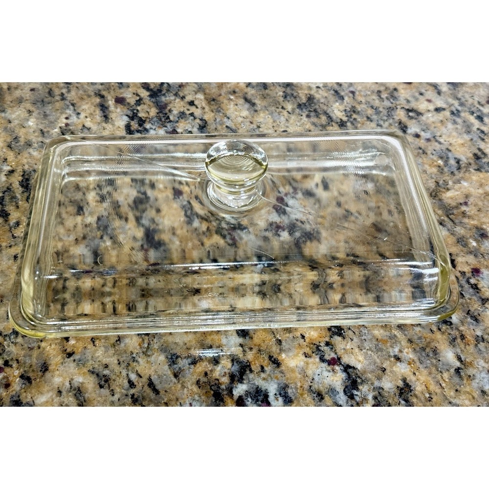Vintage Westinghouse Refrigerator Glass Baking Dish‎ LID Only 9"x5" Heavy Flaw